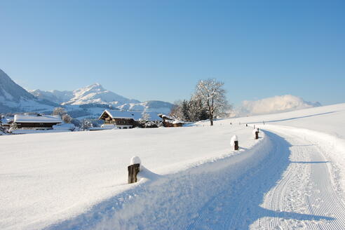 tief verschneite Landschaft zum Winterwandern