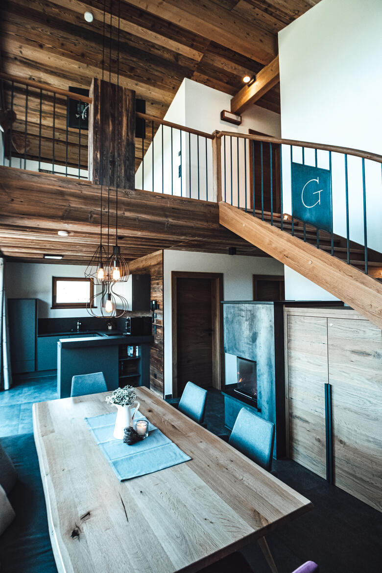 dining room and gallery staircase